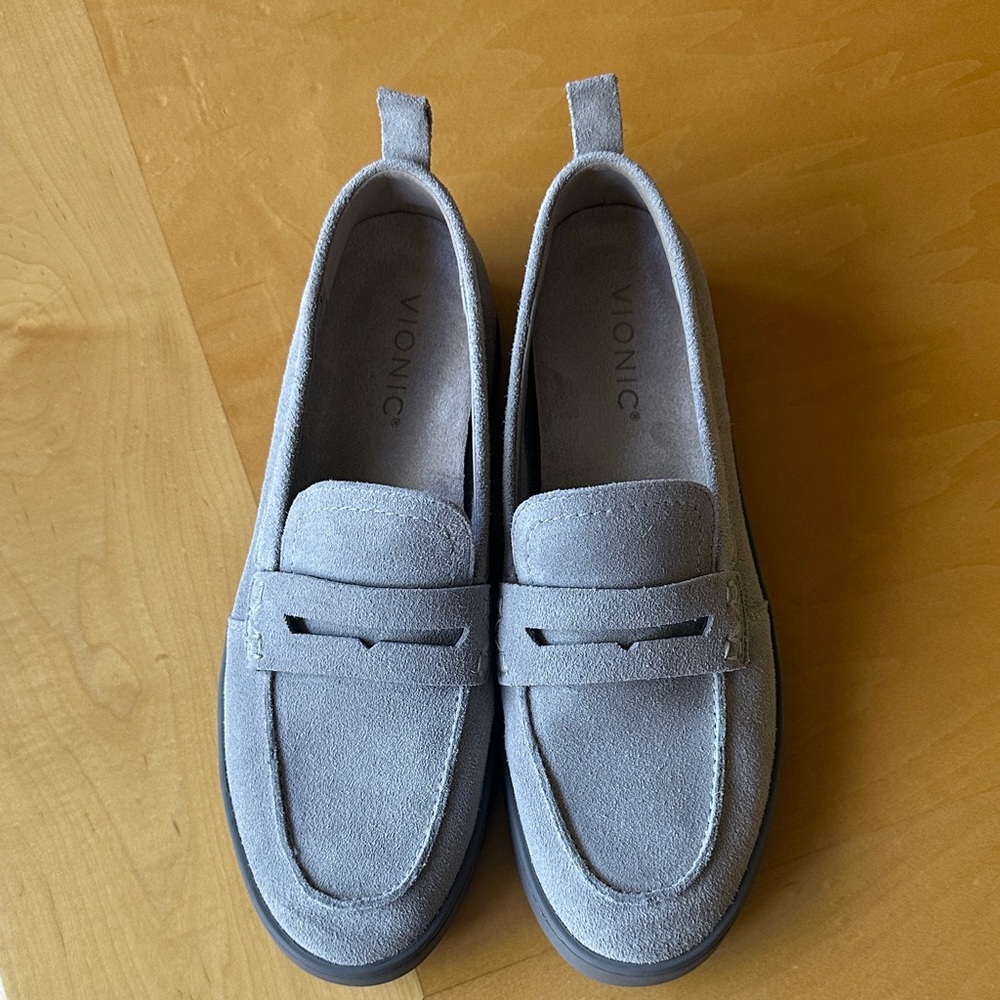 Vionic Light Gray Suede Slip-On Shoes